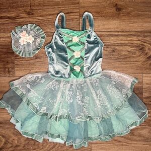 Weissman Green and Silver Ballet Dance Costume
